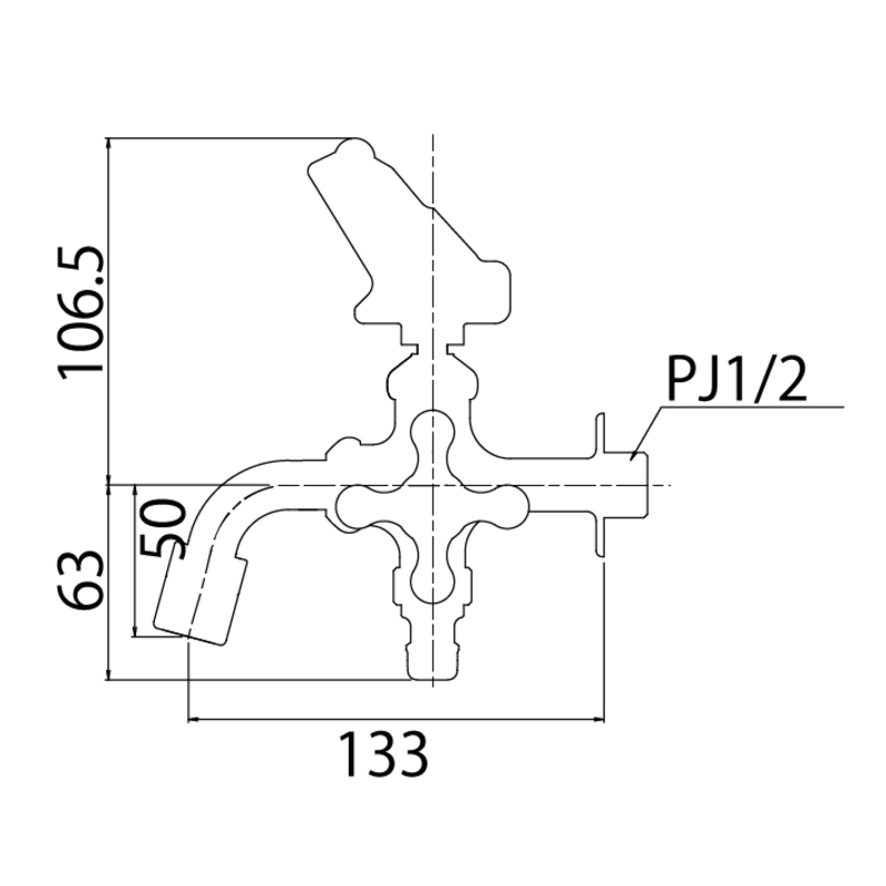 二口万能胴長水栓 カエル | 造園資材館