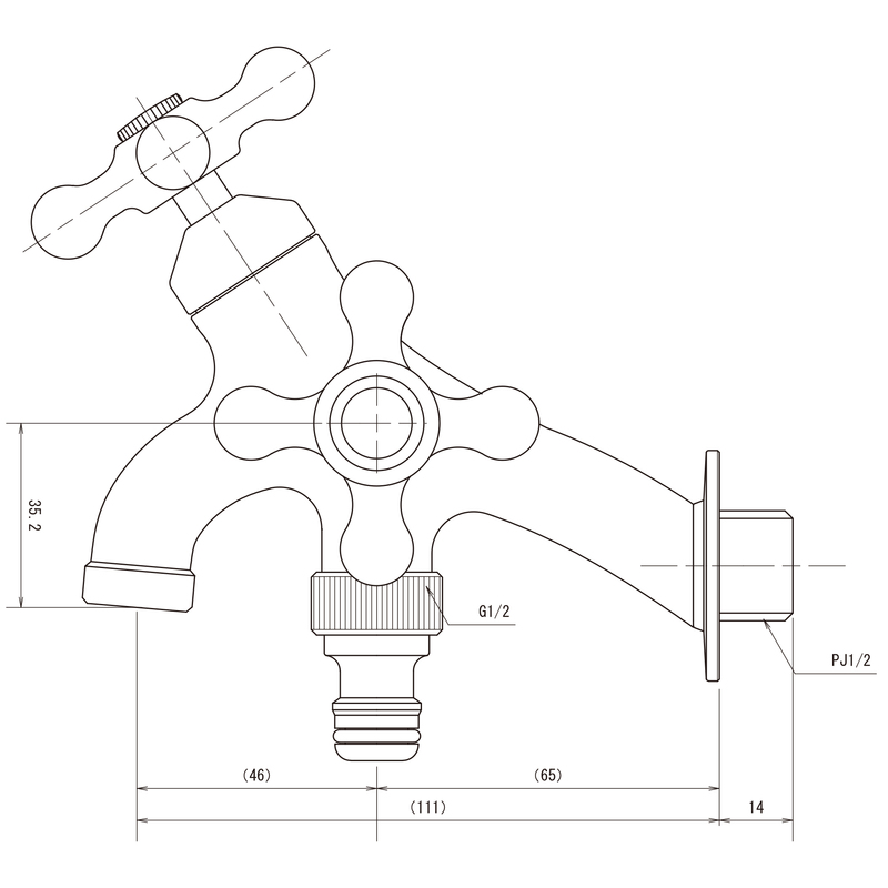 T14型二口横水栓 鋳肌 | 造園資材館